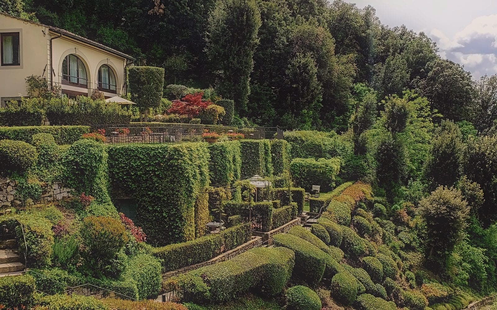 Terraced villa garden above Florence, Italy