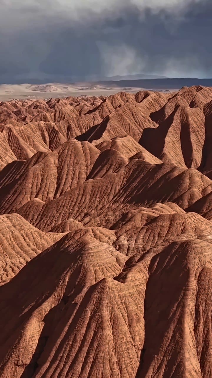 Red, folded ridges of the Desierto del Diablo in the Puna, Argentina