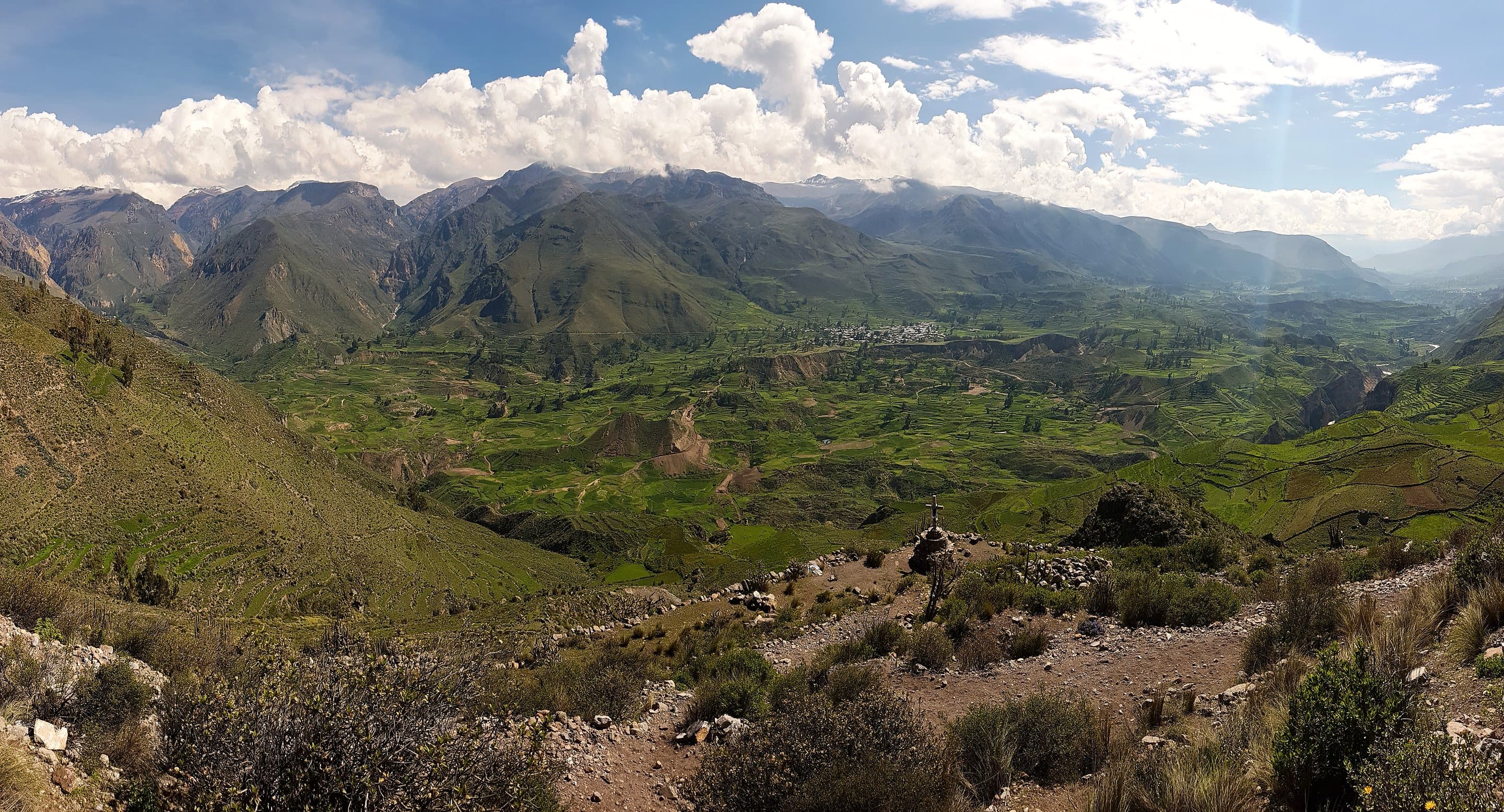 The Colca Canyon valley and river from a lookout, Peru