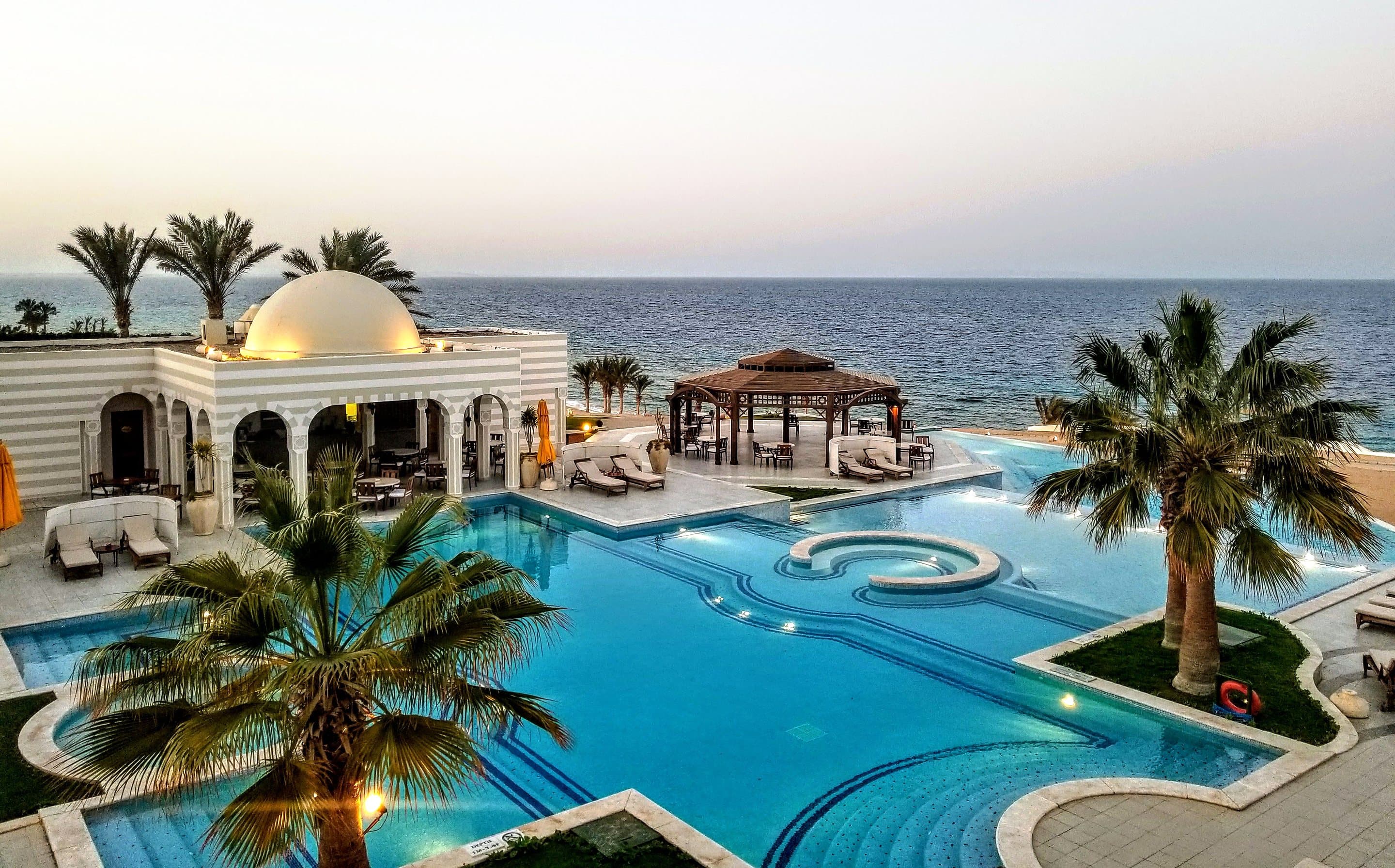 A domed pavilion and pool above the Red Sea at The Oberoi, Sahl Hasheesh